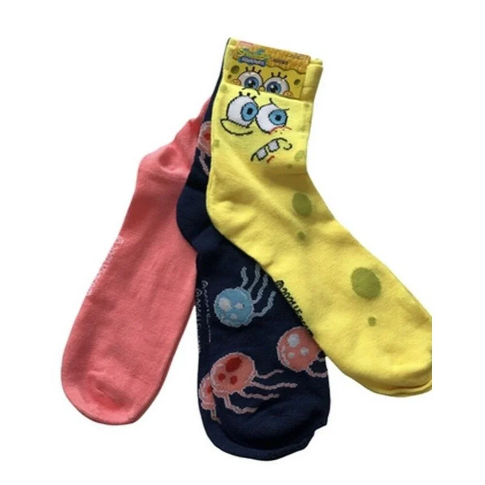 Nickelodeon Sponge Bob 3 Pair Mens Ladies Socks Patrick Jelly Fish Shoe Sz 6-12
